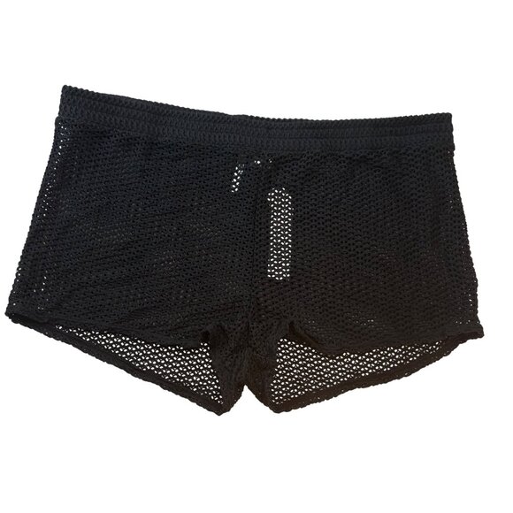 Celebrity Pink Swim XL (16-18) Black  Eyelet Smocked Shorts Beach /Pool Cover-Up - Picture 2 of 9